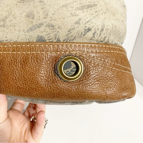 Myra Bag Upcycled Cotton Canvas Shoulder Tote Bag with Leather Details Recycled - Picture 7 of 15